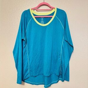 Avia Teal Activewear Top with Yellow Trim